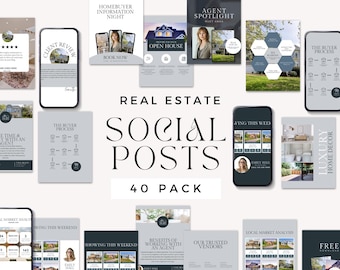 40 Real Estate Instagram Post Template for Canva Real Estate Social Media Content Marketing Luxury Posts for Property Branding Content