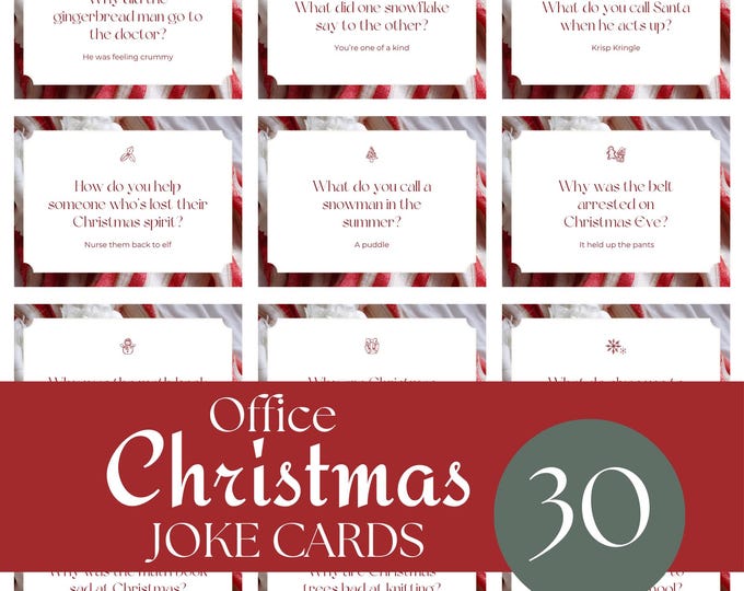 Office Christmas Joke Cards Printable, Corporate Holiday Icebreaker, Work Party Favors, Office Jokes, Holiday Humor, Workplace Fun