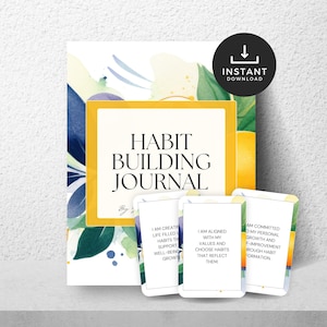 Pacote de definição de metas do Habit Builder, prompt de diário de bem-estar, rastreador de hábitos, planejador de metas, autorreflexão, lista de desejos, cartão de afirmação