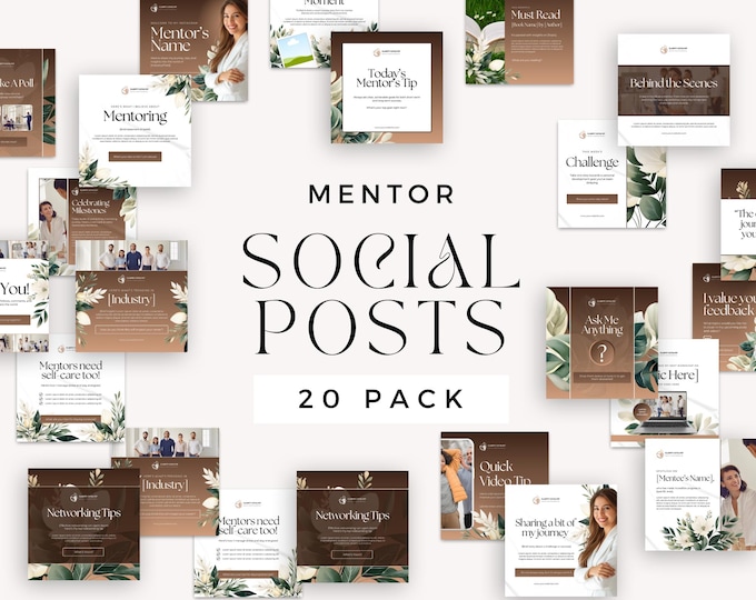 Mentor Social Media Post Template, Canva Template, Editable Instagram Post, Coaching Business Graphic, Social Media, Mentor Social Kit