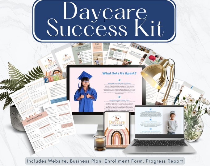 Daycare Success Kit, Business Plan, Website, Enrollment Form, Progress Report, Small Business Form, Childcare Starter Kit