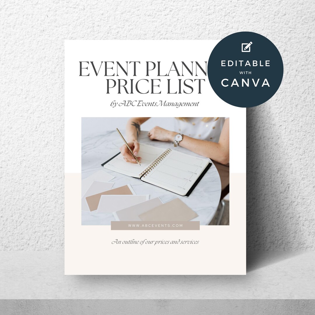 Event Planner Price List Canva Template, Editable Pricing Guide ...