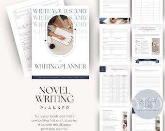 Novel Writing Planner Workbook, Gift for Writer, Author Writing Worksheet, Novel Template Story Plan, Character Profile Writing Workbook
