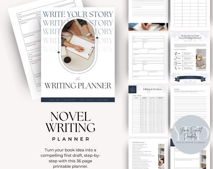 Novel Writing Planner Workbook, Gift for Writer, Author Writing Worksheet, Novel Template Story Plan, Character Profile Writing Workbook