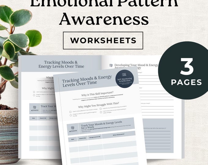 Emotional Pattern Awareness Worksheet for Coaches, Client Homework Tool, Mood Energy Log, Burnout Tracker PDF, Canva Template