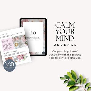 Calm Your Mind Journal Printable PDF for Stress Relief, Self Care Worksheet, Positive Mindset Planner, Mindfulness Journal Prompts, Anxiety