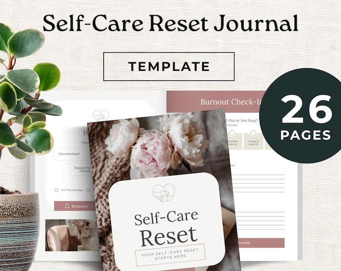 Self Care Reset Journal, Burnout Recovery Workbook, Mental Health Planner, Mood Tracker, Digital Detox Guide, Printable Wellness Journal