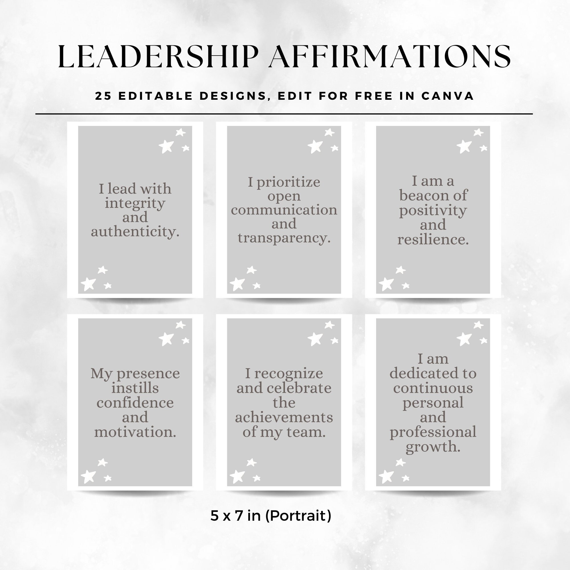 Printable Leadership Affirmation Cards for Motivation Editable Daily ...