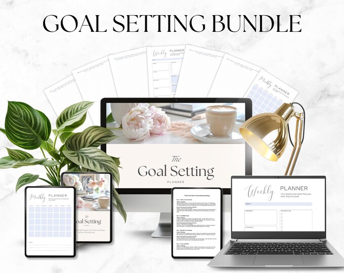 Goal Setting Bundle for Small Business, Entrepreneur Success Journal, Success Planner, Goals 7 Day Challenge, Objectives PDF, Roadmap Guide