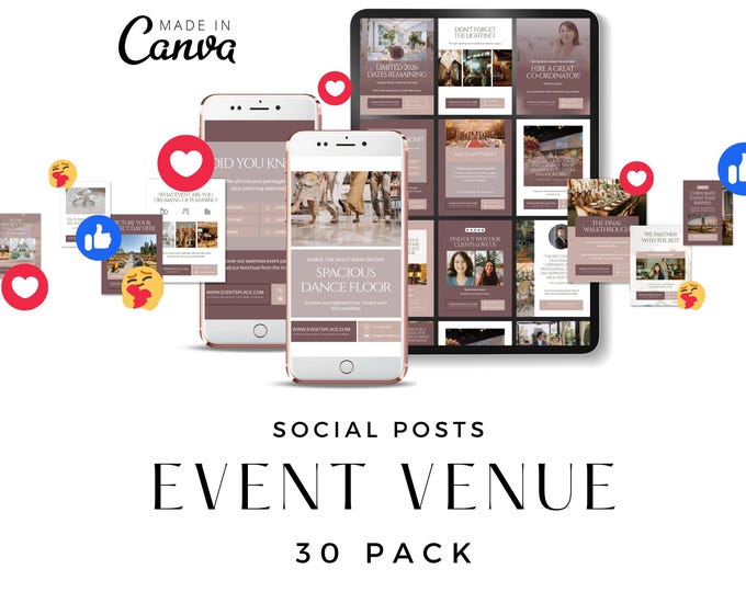 Social Media Kit for Event Venues – Editable Canva Template for Venue Marketing, Event Promotion & Wedding Venue Posts