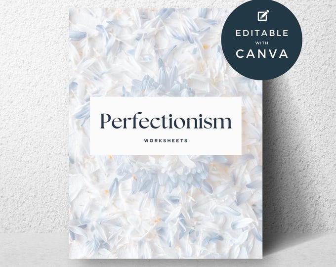 Therapy Perfectionism Worksheet Canva Template, Therapy Tool, Life Coach Resource, Anxiety Handout, Mental Health Self Help Wellness Journal
