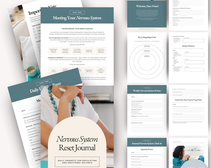 Nervous System Workbook, Mental Health Kit, Mindful Journal, Self Care Guide, Trauma Support Daily Check-Ins Wellness Journal