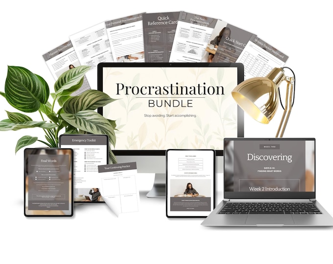Procrastination Bundle Coaching Template, Focus Planner PDF, Mindset Workbook, Procrastination Kit, Daily Planner, Habit Tracker