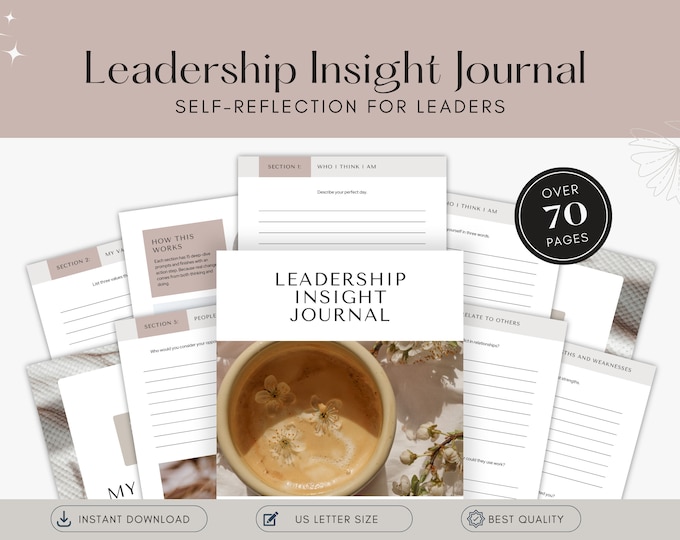 Leadership Insight Journal Self Reflection Workbook for Leaders Printable Self Care Journal Personal Growth Work Self Improvement PDF