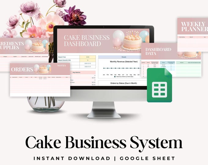 Cake Business Google Sheet, Bakery Order and Expense Tracker, Home Bakery Planner, Baking Business Management Spreadsheet
