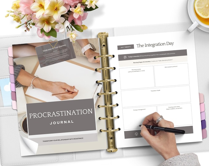 Procrastination Journal for Coaching Clients, Personal Development Therapy Journal, Mindset Workbook & Reflection PDF
