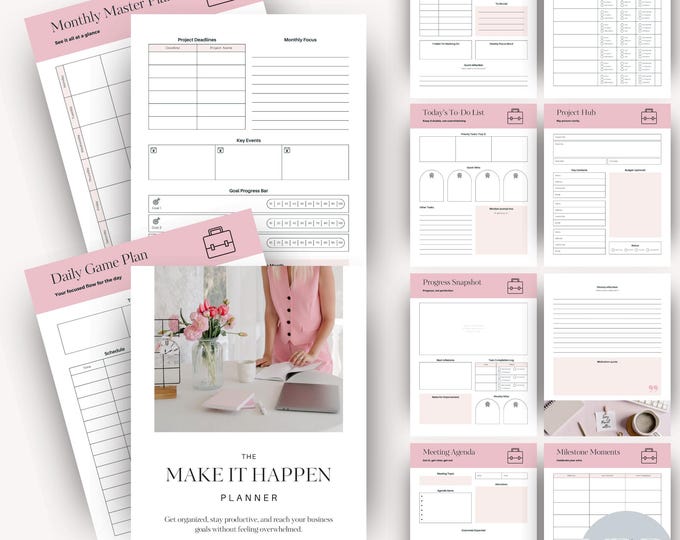 Business Planner Canva Template, Goal Planner, Project Management, Meeting Notes, Entrepreneur Planner