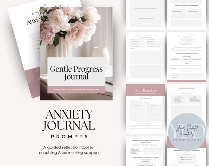 Anxiety Journal & Mindset Workbook, Self Care Journal, Goal Planner Wellness Journal, Reflection Prompts, Growth Mindset Self Discovery PDF