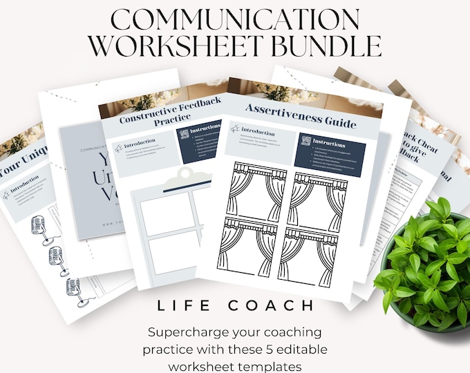 Life Coaching Worksheet Bundle, Customizable Coaching Tools, Life Coach Material Canva Template, Therapy Handout, Self Development Worksheet