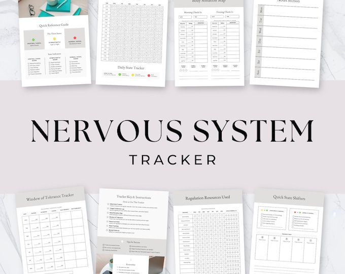 Nervous System Tracker, Mental Health Kit, Somatic Journal Mood Tracker, Self Care Guide, Daily Check-Ins, Trauma Support PDF