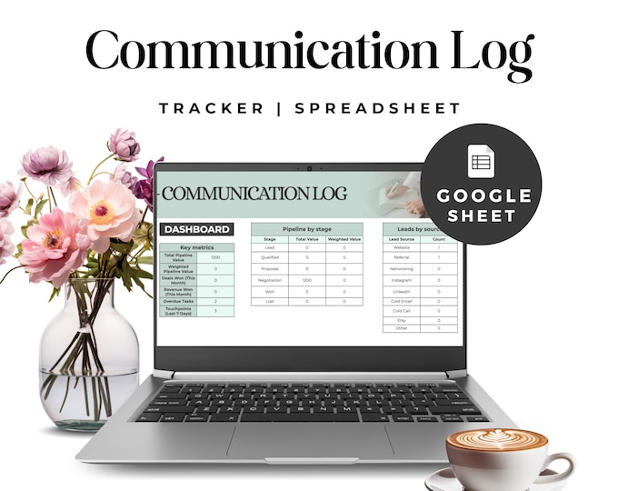 Communication Log Google Sheet, CRM Template, Client Tracker, Sales Pipeline Tracker, Small Business Tool