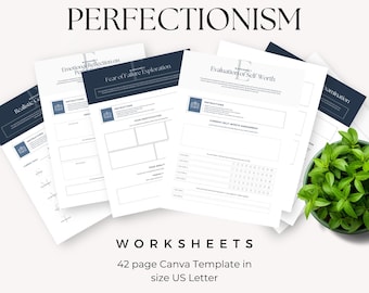 Therapy Perfectionism Worksheet Canva Template, Therapy Tool, Life Coach Resource, Anxiety Handout, Mental Health Self Help Wellness Journal