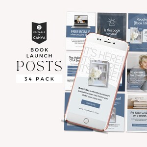 Book Launch Social Media Kit, Author Book Promotion, Bookstagram Posts, Bookish Instagram Canva Template, Author Digital Marketing