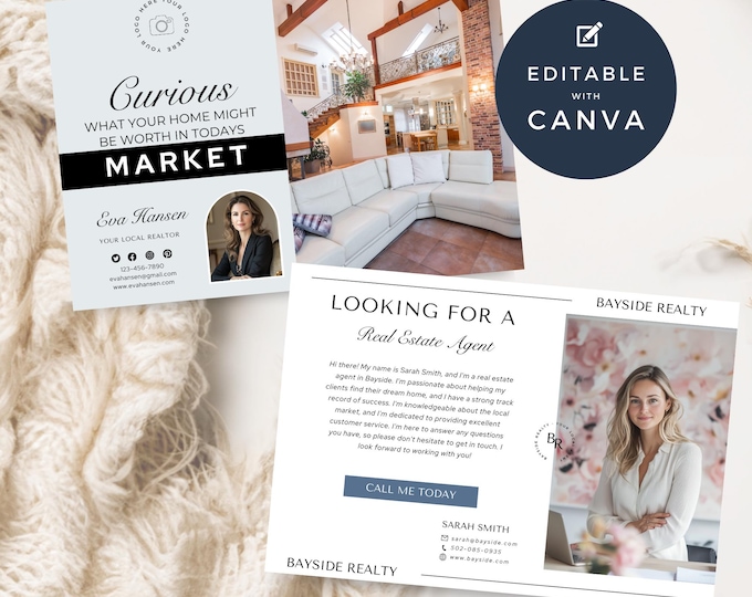 Real Estate Postcard Bundle Canva Template, Open House Marketing Mailer, Home Selling Card, Just Listed Promotion, Neighborhood Farming