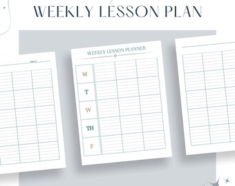 Weekly Lesson Planner Teacher Organizer Teacher Plan Book PDF Teacher Planner Homeschool Lesson Planner