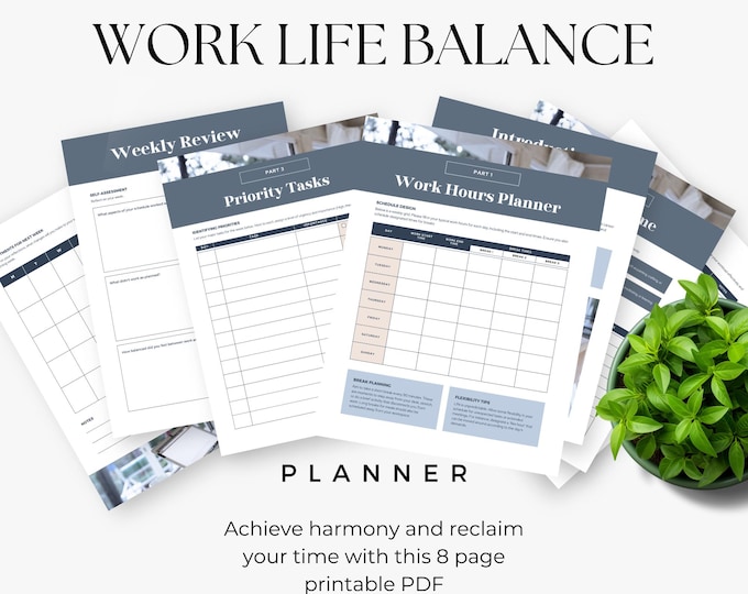 Work Life Balance Planner Printable, Weekly Planner PDF, Time Management PDF, Priority Task List, Work Hours Tracker, Busy Life Organizer