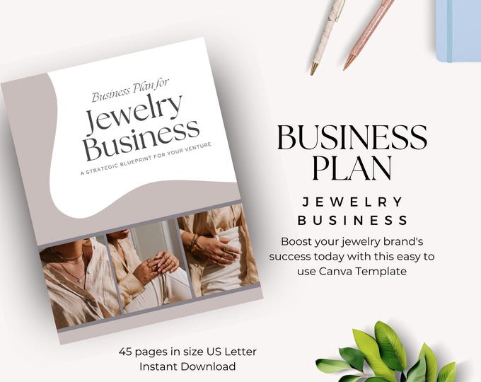 Jewelry Business Plan Template, Canva Template for Startup Jeweler Business, Editable Small Business Proposal, Jewelry Shop Business Plan