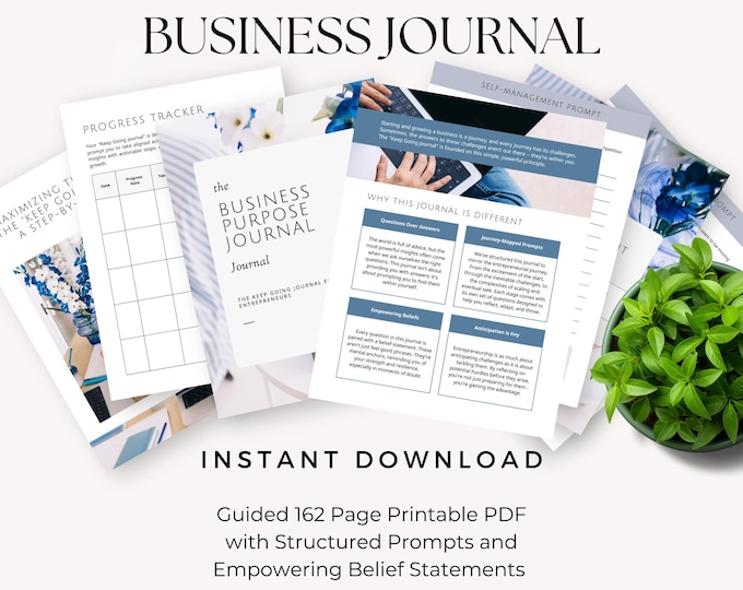 Business Purpose Journal, Mindset Workbook for Small Business, Entrepreneur Journal, Success Book, Productivity Planner for Self Development