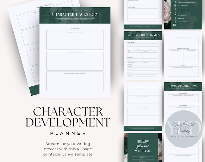 Character Development Planner, Creative Writing Workbook, Author Tools Story Guide, Writer Tool Kit, Character Sheet, Plot Planner, Novel