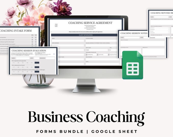 Business Coaching Forms Bundle Google Sheet, Therapy Toolkit Editable Templates, Client Intake and Session Notes, Service Agreement