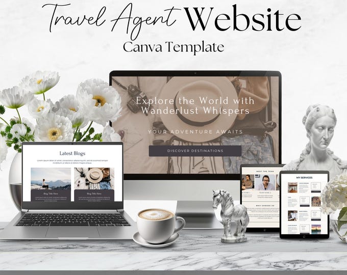 Travel Agent Website Template for Canva, Travel Advisor Landing Page, Canva Sales Page, Travel Agency Site, Vacation Planner, Tour Operator