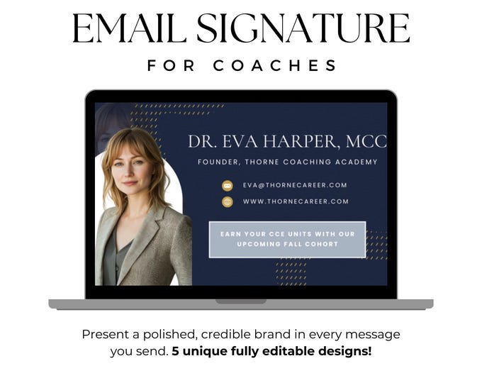Leadership Coach Email Signature, Executive Coaching Branding, Professional Canva Template