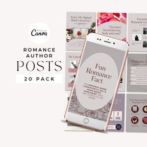 Romance Author Instagram Canva Template, Book Promo & Book Launch Social Media Kit, Writer Marketing Bookstagram Posts, Bookish Social