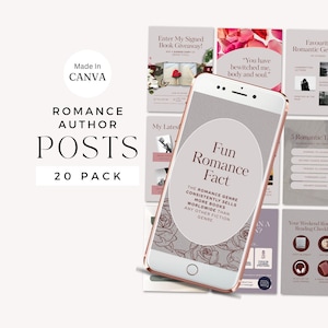 Romance Author Instagram Canva Template, Book Promo & Book Launch Social Media Kit, Writer Marketing Bookstagram Posts, Bookish Social