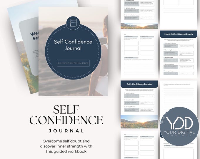 Self Confidence Journal Canva Template, Daily Reflection, Printable Self Esteem Workbook, Personal Growth Planner, Goal Setting Mindset