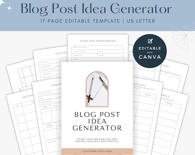 Blog Post Idea Generator, Creative Content Template, Small Business Article Idea, Content Creator Kit, Social Media Post, Product Branding