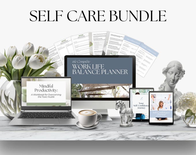 Entrepreneur Self-Care Bundle: Work Life Balance Planner, Confidence Journal (PDF Download)