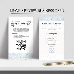 Aangepaste QR-code Canva-sjabloon voor een beoordelingskaart achterlaten, bewerkbare beoordelingskaart voor kleine bedrijven, afdrukbare feedbackkaart, verzoek klantbeoordeling