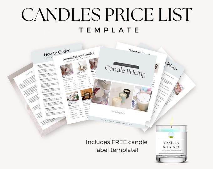 Candle Price List Template, Canva Template for Candle Shop, Boutique Business Pricing, Candle Maker Business Template, Wholesale Catalog