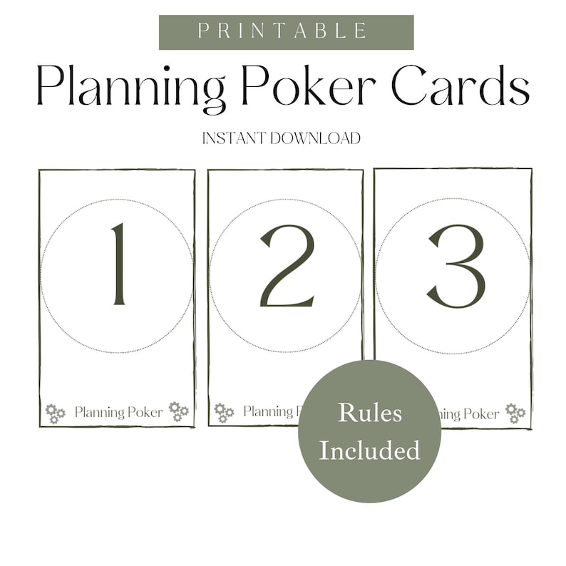 Agile Estimation Made Easy Printable Planning Poker Cards Set With