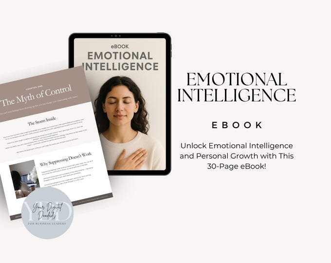 Emotional Intelligence ebook, Leadership EQ Workbook, Self-Growth Canva Template, Wellness Guide for Coaches & Therapists
