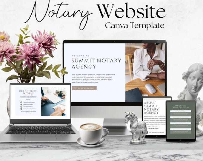 Editable Notary Website Canva Template for Professional Notary and Legal Services, Notary Business Site, Notary Marketing & Digital Branding