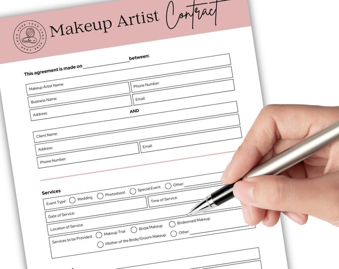 Makeup Artist Contract Template, Canva Editable Contract, Makeup Service Agreement, Beauty Professional Contract, Bridal Printable PDF