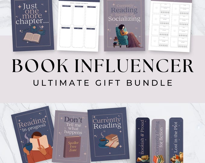 Book Influencer Canva Template Gift, Bookstagram Kit, Shelf Labels, Bookmarks, Book Tracker, Mini Signs & Posters, Digital Download
