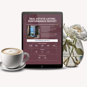 Canva-sjabloon voor prestaties van vastgoedvermelding, marketingupdate, bewerkbare makelaarstool voor listingpresentaties, verkopersupdates