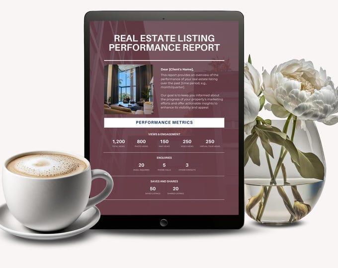 Real Estate Listing Performance Marketing Update Canva Template, Editable Real Estate Agent Tool for Listing Presentations, Seller Updates